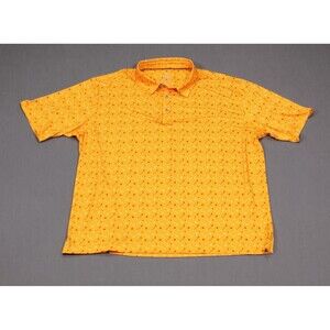 GOLF GENTRY Yellow All Over Print Performance Polo Stretch Golf Balls Sz 2XL